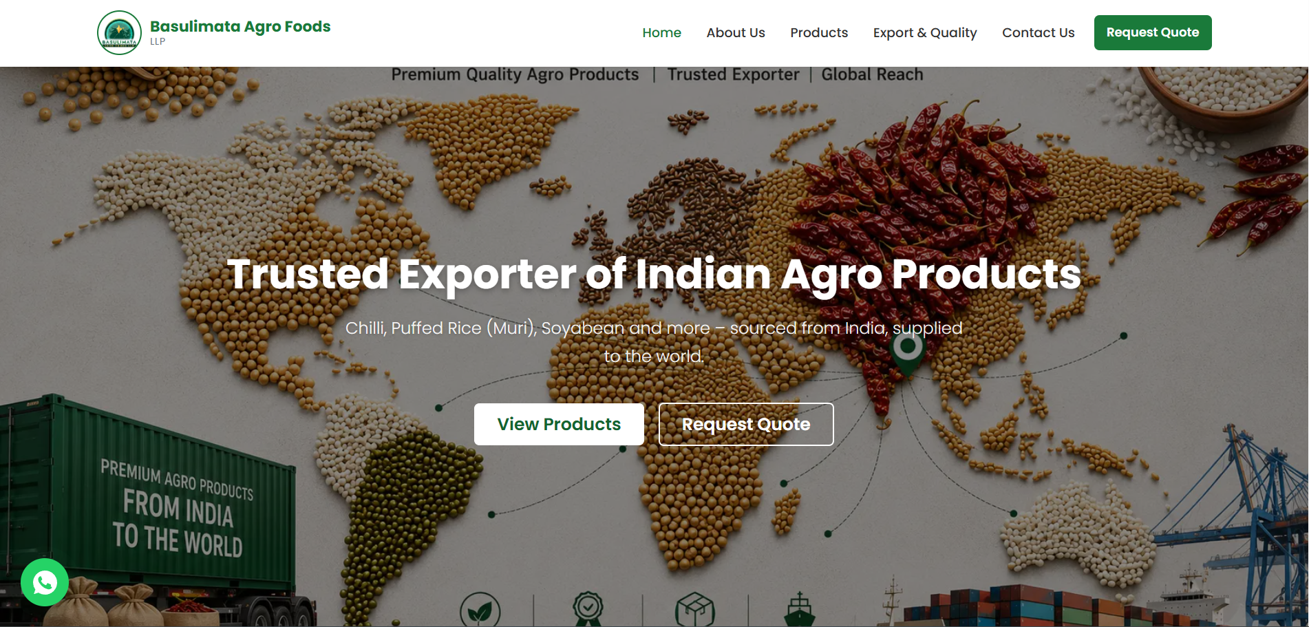 Basulimata Agro Foods LLP – Corporate Export Website & Product Management Platform